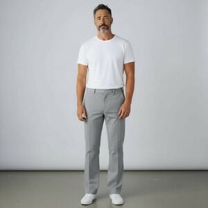 John Varvatos Tailored Cotton Dress Chinos 34x34 Gray Tapered Made Portugal